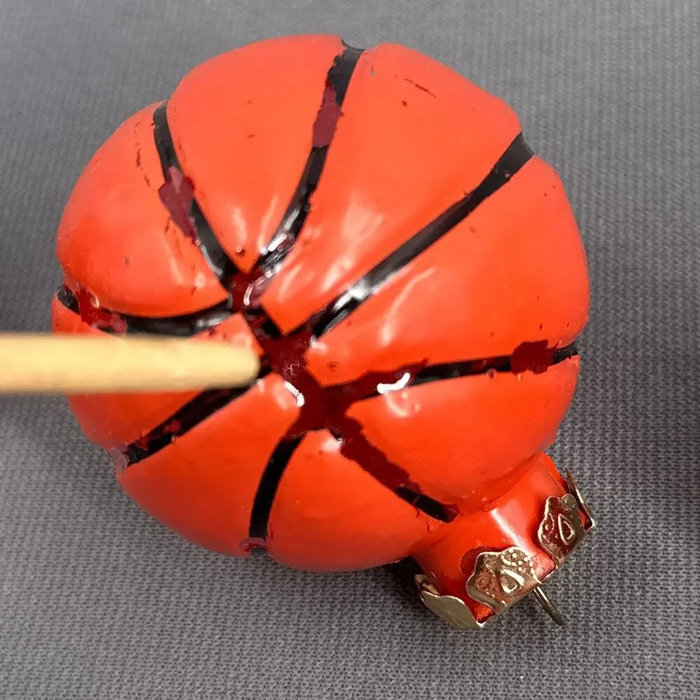 VTG Glass Basketball Christmas Ornaments Set 7 Sporty Athlete Team Player Y2K